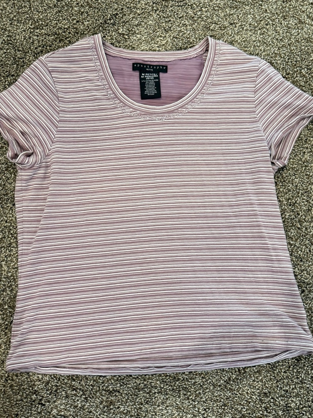 Apostrophe Mauve & White Striped Short Sleeve Tee